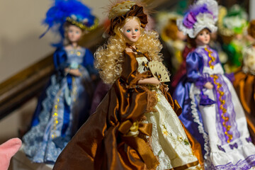 Fototapeta premium Vintage dolls in beautiful outfits