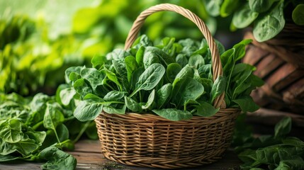 Naklejka premium A serene scene of a home gardener harvesting bunches of fresh spinach