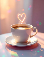 cup of coffee with hearts