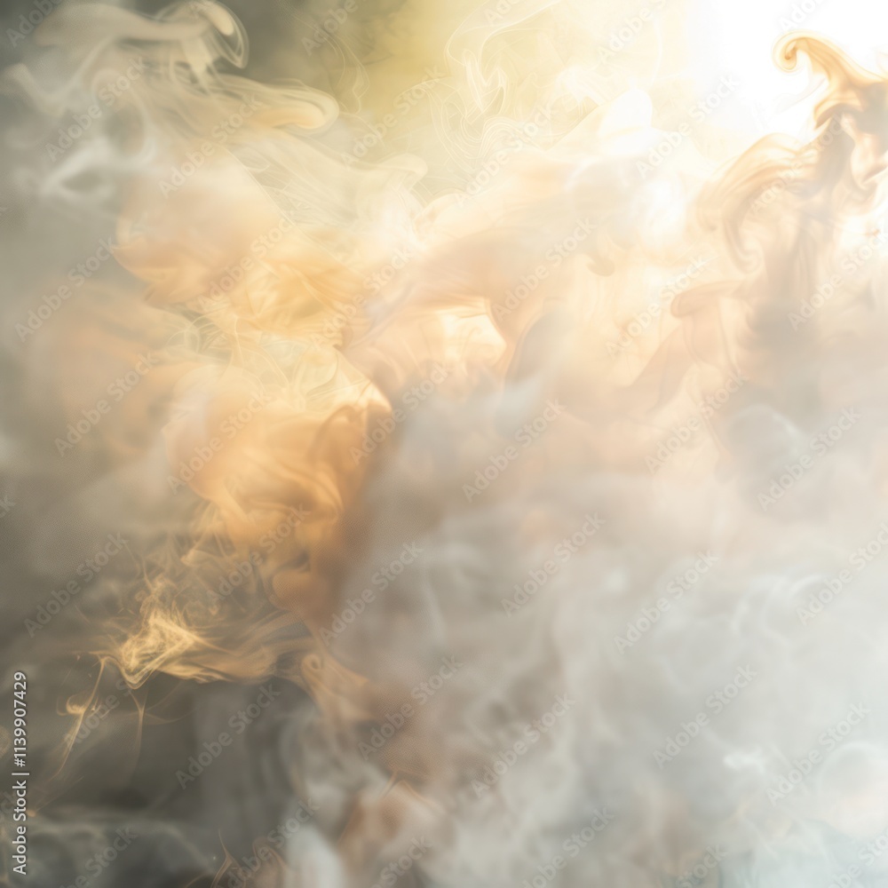Poster a soft ethereal blend of smoke and light creating a dreamy and abstract atmosphere with swirling pat