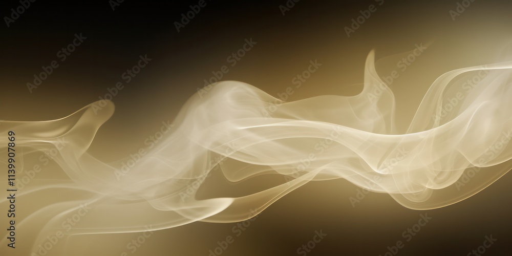 Poster soft flowing wave of golden smoke creates an ethereal and atmospheric effect blending light and shad