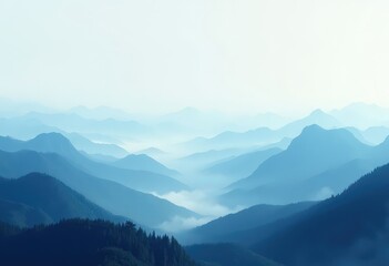 Obraz premium Misty Blue Mountainscape 