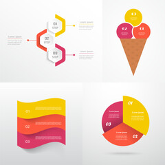 Set of creative infographic elements with 3 processes, options, parts or steps.