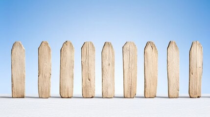 Rustic Wooden Fence on Sandy Beach  Summer Day