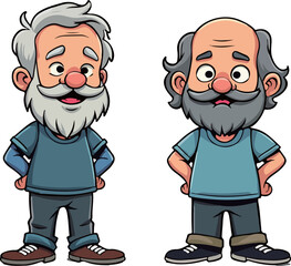 Two Cartoon Elderly Men