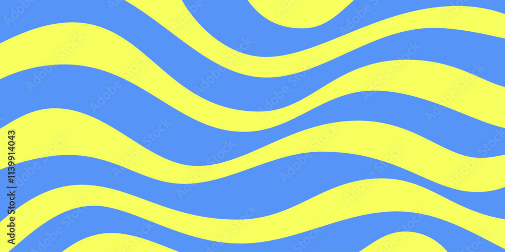 Aufkleber Abstract Trippy Hand Drawn Groovy Pattern Vector Design. Fun Vintage Y2k Wavy Texure. Curvy Psychedelic Background.
