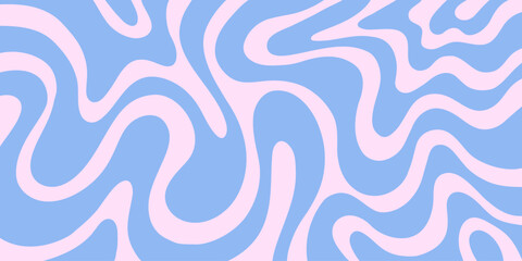Abstract Trippy Hand Drawn Groovy Pattern Vector Design. Fun Vintage Y2k Wavy Texure. Curvy Psychedelic Background.
