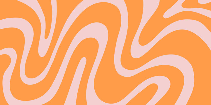 Abstract Trippy Hand Drawn Groovy Pattern Vector Design. Fun Vintage Y2k Wavy Texure. Curvy Psychedelic Background.