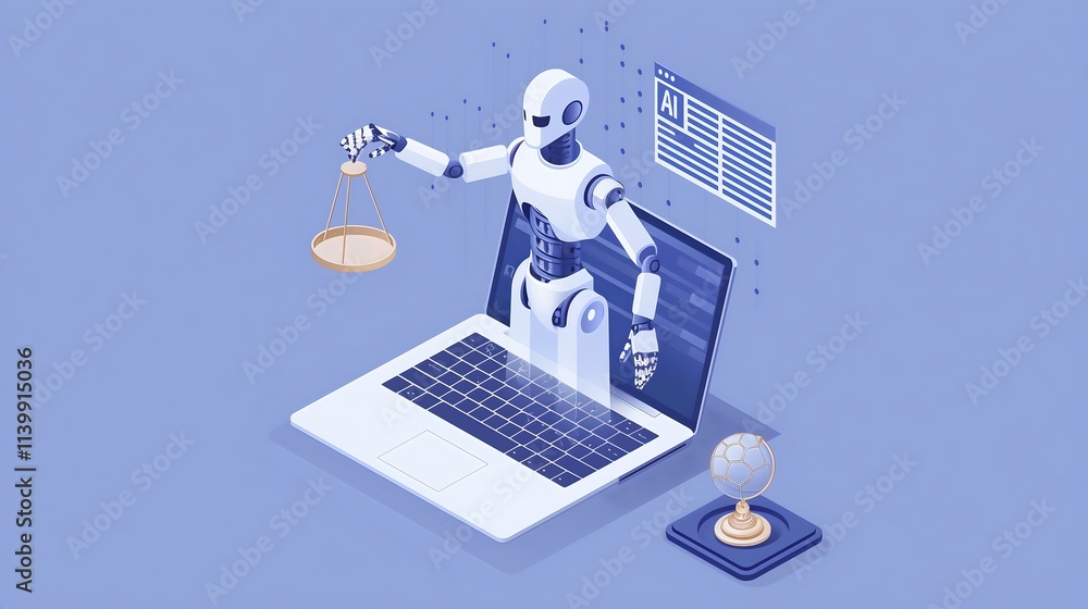 Poster augmented reality projection of ai laws and compliance checklists hovering over a laptop displaying 