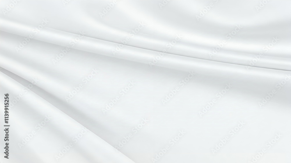 Poster smooth white fabric texture with soft folds. close-up view of a white fabric with subtle folds and s