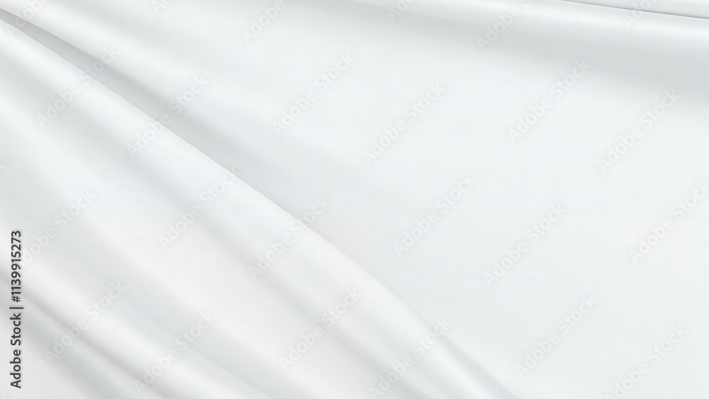 Poster smooth white fabric texture shows drape and softness. close-up view of a pure white fabric, displayi