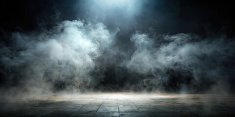 Foggy ambience in dark background, fog, mist, haze, atmosphere, moody, eerie, mysterious, abstract, texture, weather, seasonal