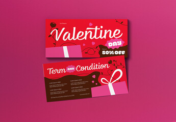 Red Quirky Illustration Valentine Day Voucher