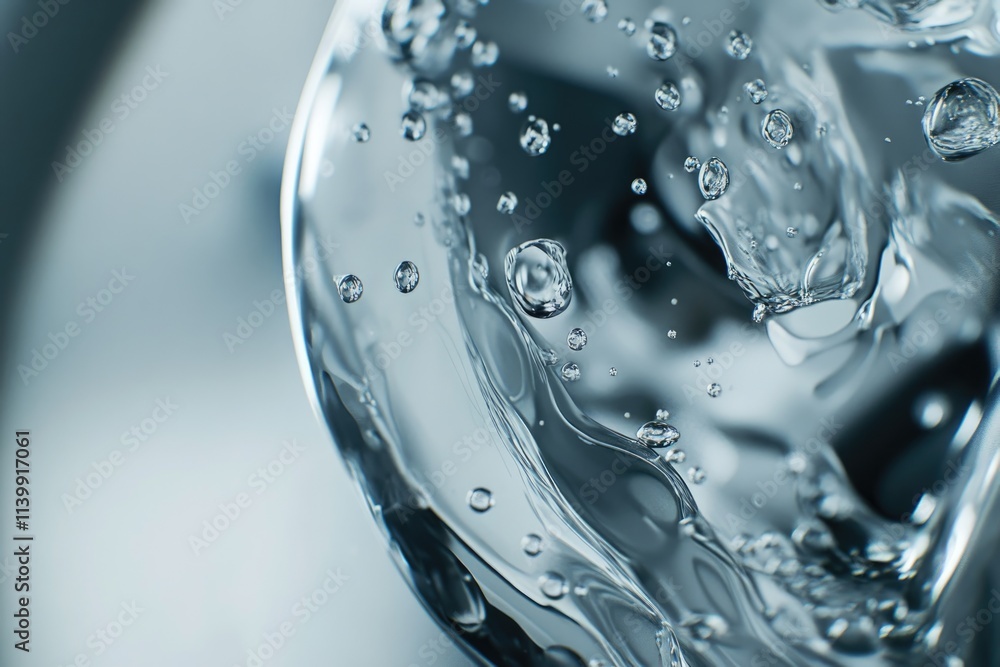 Poster close-up of swirling water with numerous air bubbles creating a mesmerizing abstract texture.