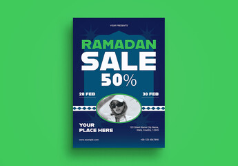 Blue Bold Minimalist Ramadan Sale Flyer Layout