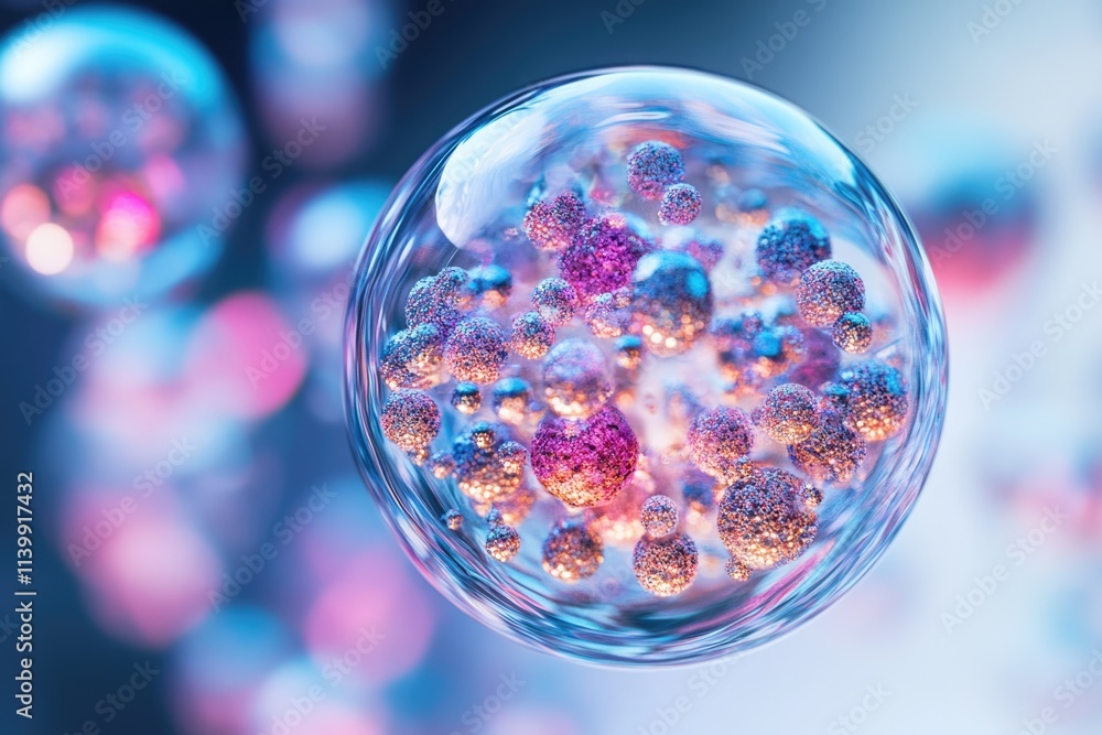 Aufkleber microscopic view of a cell, showcasing numerous organelles and internal structures within a transpar