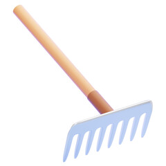PNG 3D rake illustration isolated on a white background