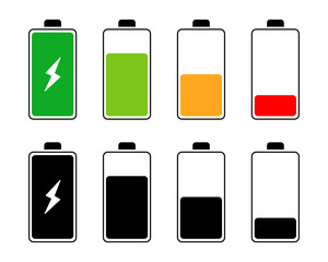 Vector illustration of Battery icon set isolated on transparent background