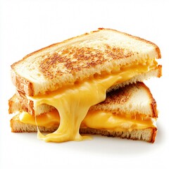 Crispy Grilled Cheese Sandwich with Melted Cheese Oozing from Slices