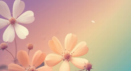 Dreamy Floral Bloom: Delicate pastel flowers with soft, ethereal tones on a dreamy, vintage-inspired background. This image evokes feelings of tranquility and serenity.  