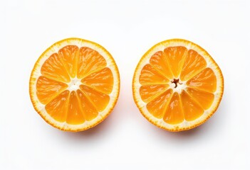 Fototapeta premium Two Orange Halves, White Background 