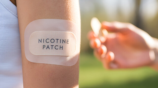 nicotine patch on the arm as a means to help quit smoking