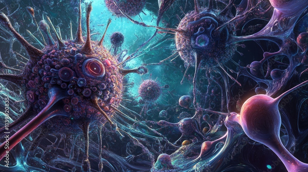 Poster abstract representation of microscopic cellular structures