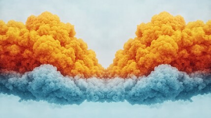 Fototapeta premium Abstract Autumn Cloudscape Orange Yellow Blue Hues Seasonal Change