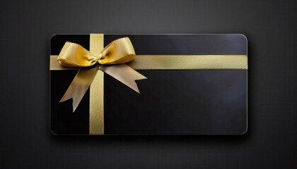 Elegant Black Gift Card Wrapped with a Luxurious Golden Ribbon Bow. Perfect for Premium Gifting, Special Occasions, Holidays, Birthdays, Corporate Gifts, Incentives, and Personal Celebrations