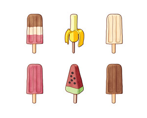 Set of hand drawn popsicle