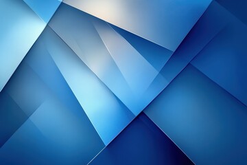 Abstract blue geometric background with layered shapes and gradients.