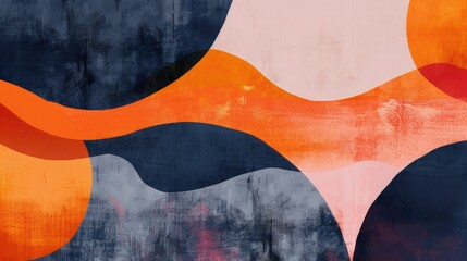 Vibrant abstract artwork featuring bold colors and flowing shapes in a modern design environment