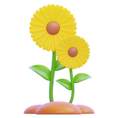 PNG 3D sunflower illustration isolated on a white background