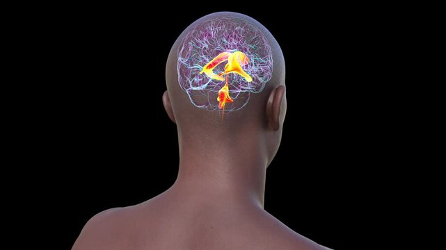 Ventricular system of brain, animation