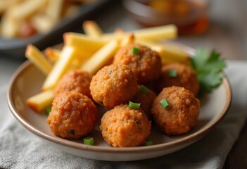 Traditional homemade hummus, falafel and chickpea served with spices on table