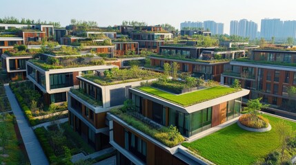 Fototapeta premium Modern Green Roof Residential Complex Architecture