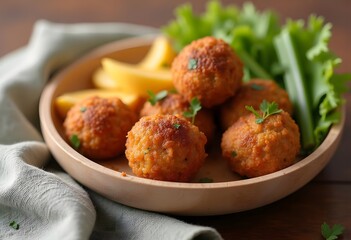 Fototapeta premium Traditional homemade hummus, falafel and chickpea served with spices on table