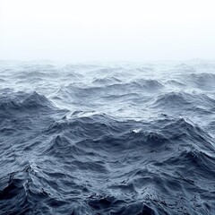 Fototapeta premium Blue Ocean with waves and clear blue sky , isolated on white background, , copy space, copy space for text,