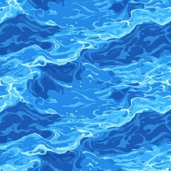 Fototapeta premium Blue seamless pattern with waves. Marine waves background , isolated on white background, , copy space, copy space for text,