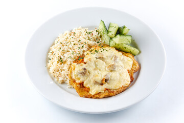 schnitzel with garnish and vegetables