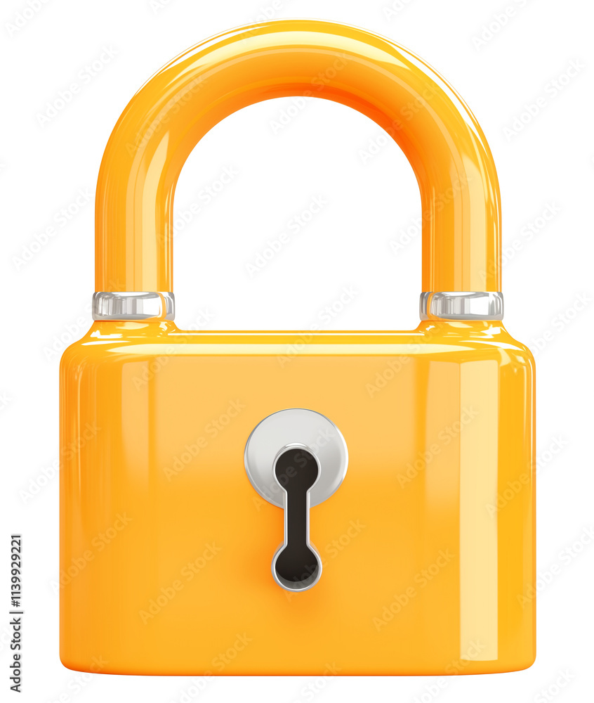 Aufkleber shiny yellow padlock with keyhole, isolated on transparency background, symbolizing security and pro