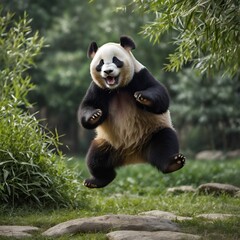 Obraz premium panda jumping