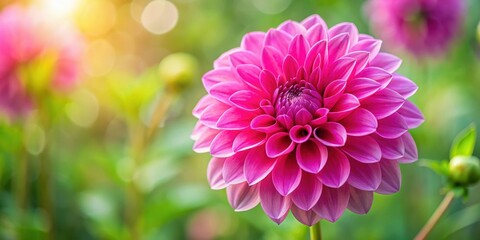 Fototapeta premium Vibrant pink dahlia flower in full bloom, pink, dahlia, flower, vibrant, bloom, petal, garden, nature, beauty, close-up