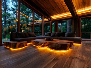 A living room filled with furniture and a large window