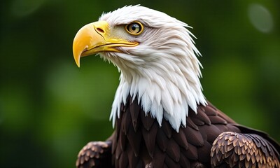 Obraz premium Majestic bald eagle portrait sharp focus detailed feathers