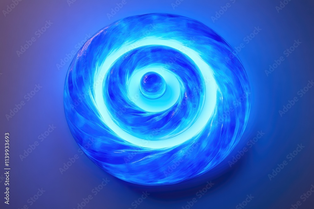 Poster a mesmerizing blue swirling vortex with inner glowing light, creating an abstract artistic compositi