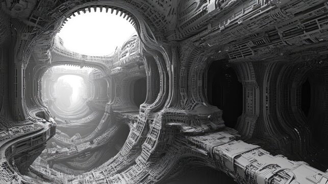 Abstract Gray Structure Showing Intricate Architectural Design
