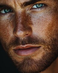 A man confidently looking into the camera with visible skin texture and imperfections
