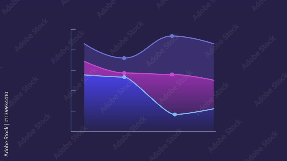 Poster stacked area chart animation. data visualization diagram animated element. moving statistical lines.