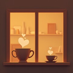 Warm Evening Cozy Home Love in Every Cup by the Window